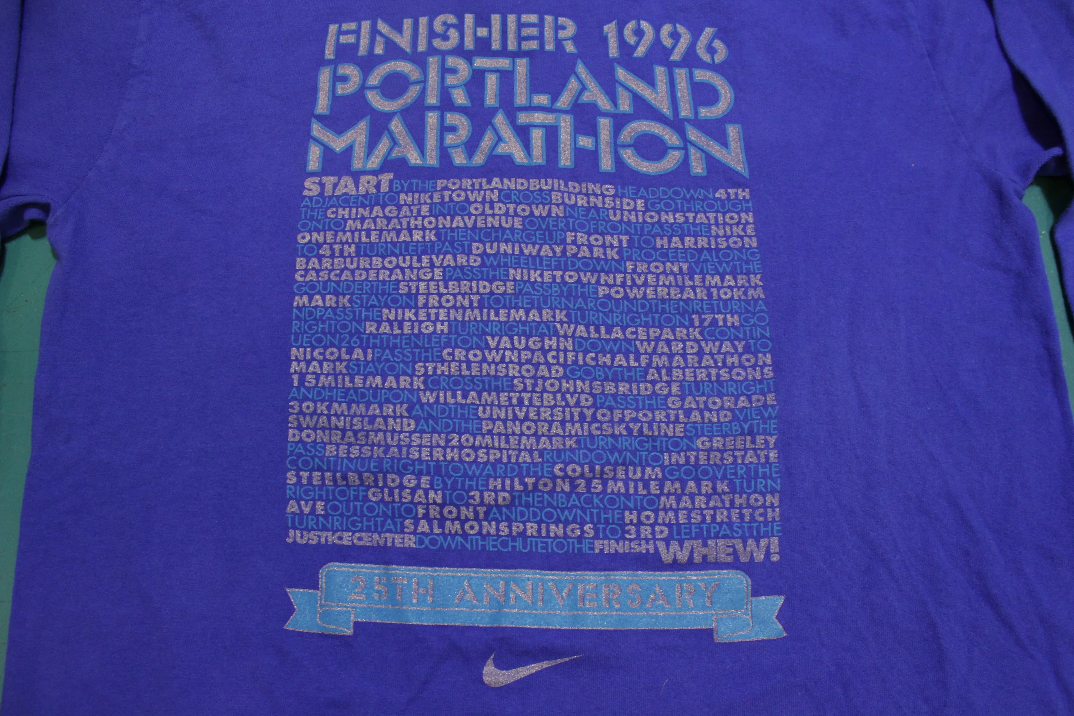 90's Made in USA Nike Tag Portland Marathon Finisher 1996 Long Sleeved T-shirt