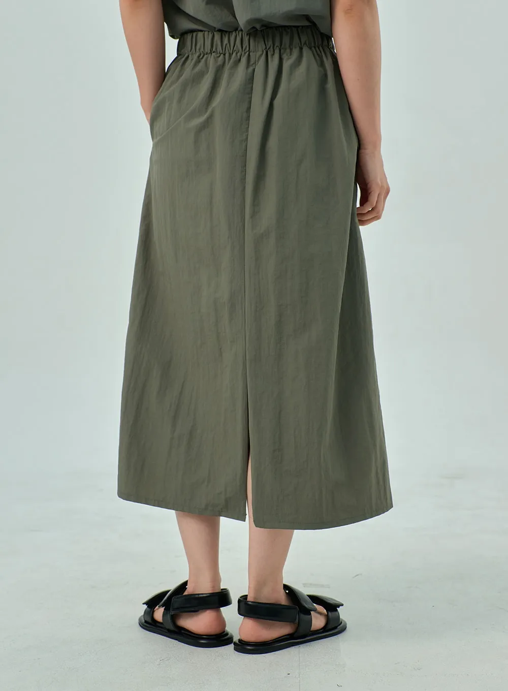 A-Line Nylon Maxi Skirt OY315