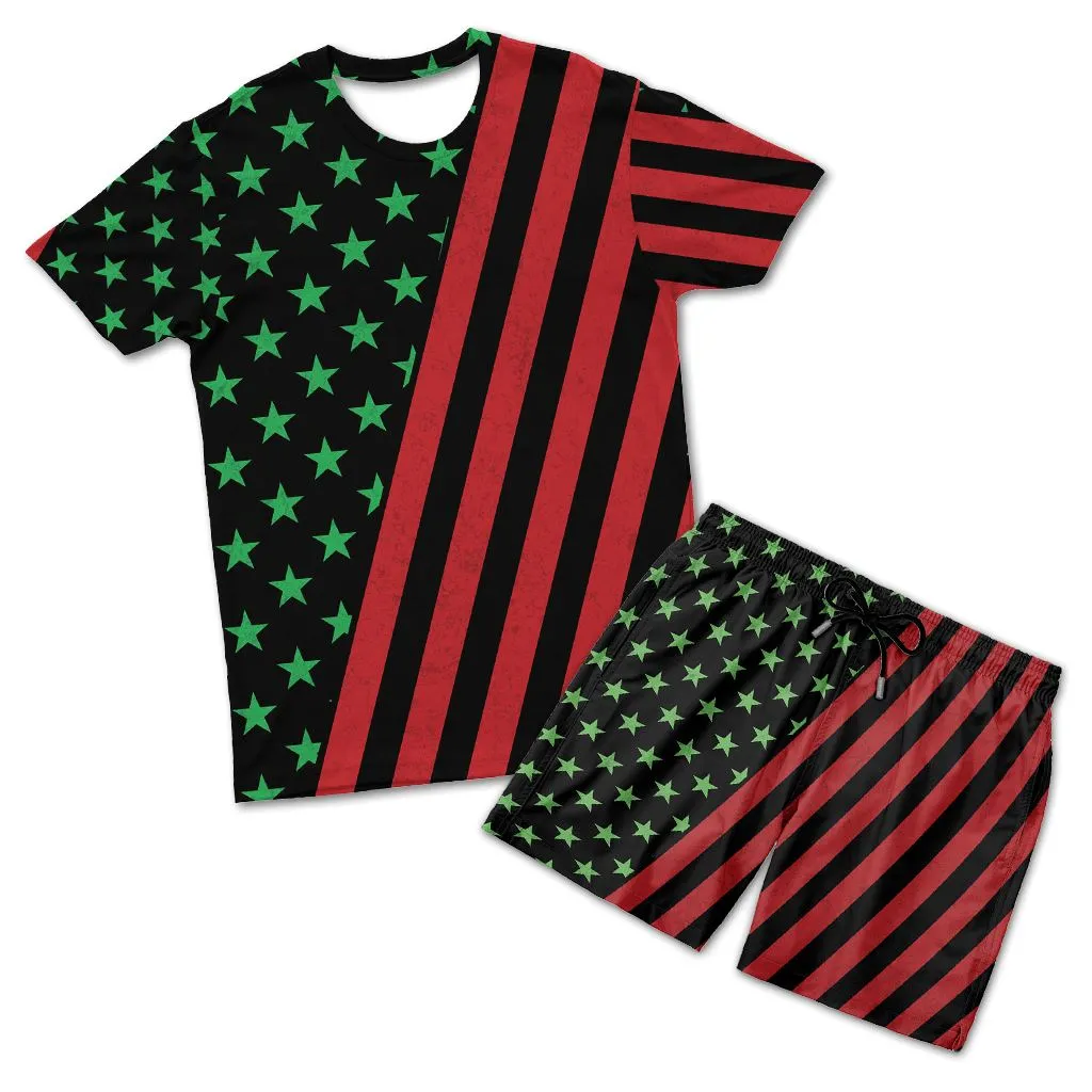 African American Flag T-shirt and Shorts Set