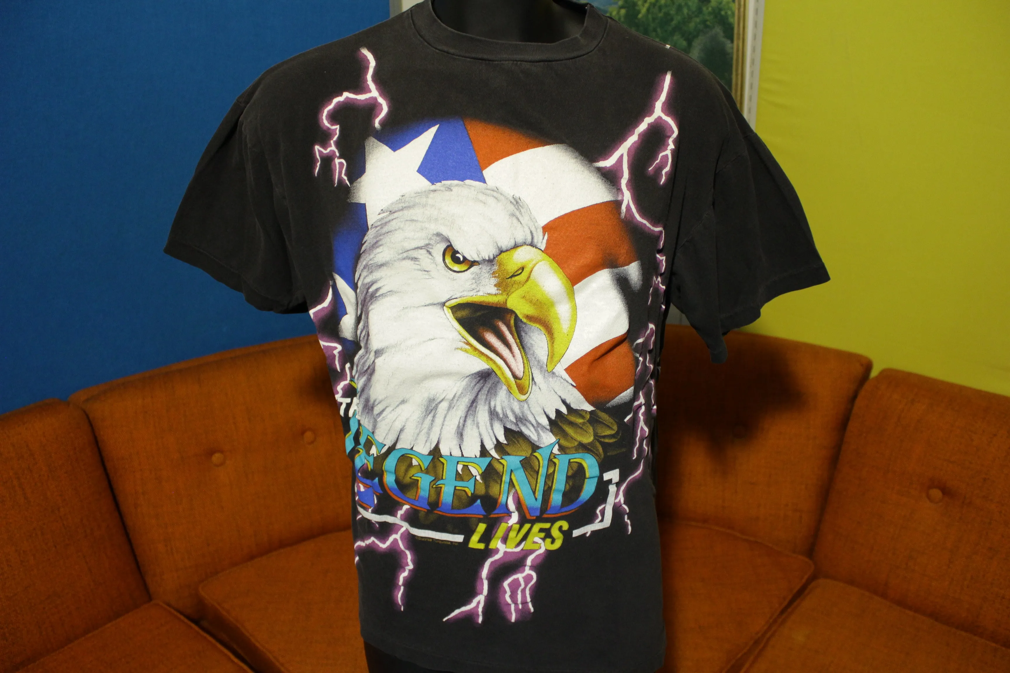 American Thunder Vtg 90s The Legend Lives Kanye West Travis Scott Lightning T-Shirt