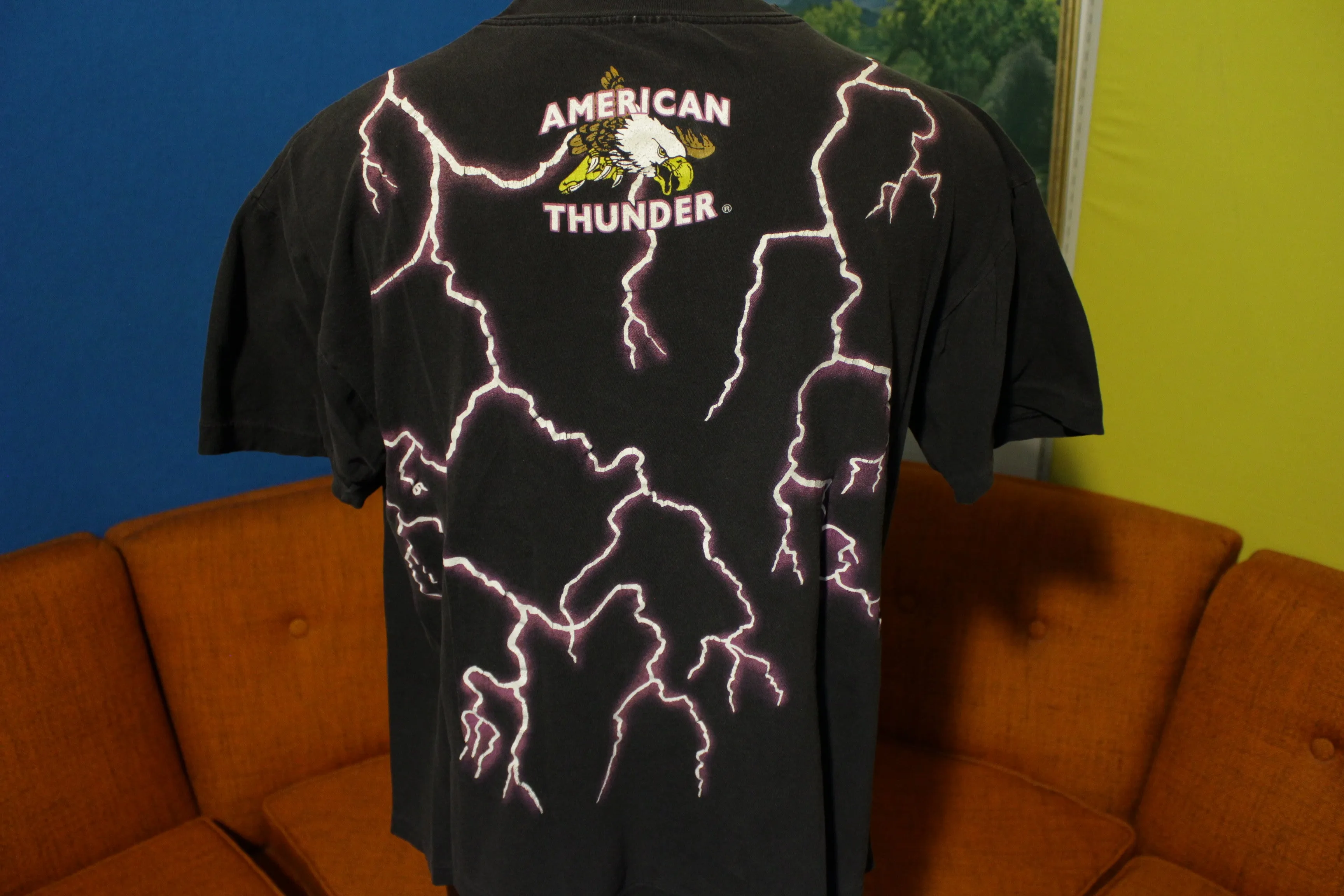 American Thunder Vtg 90s The Legend Lives Kanye West Travis Scott Lightning T-Shirt