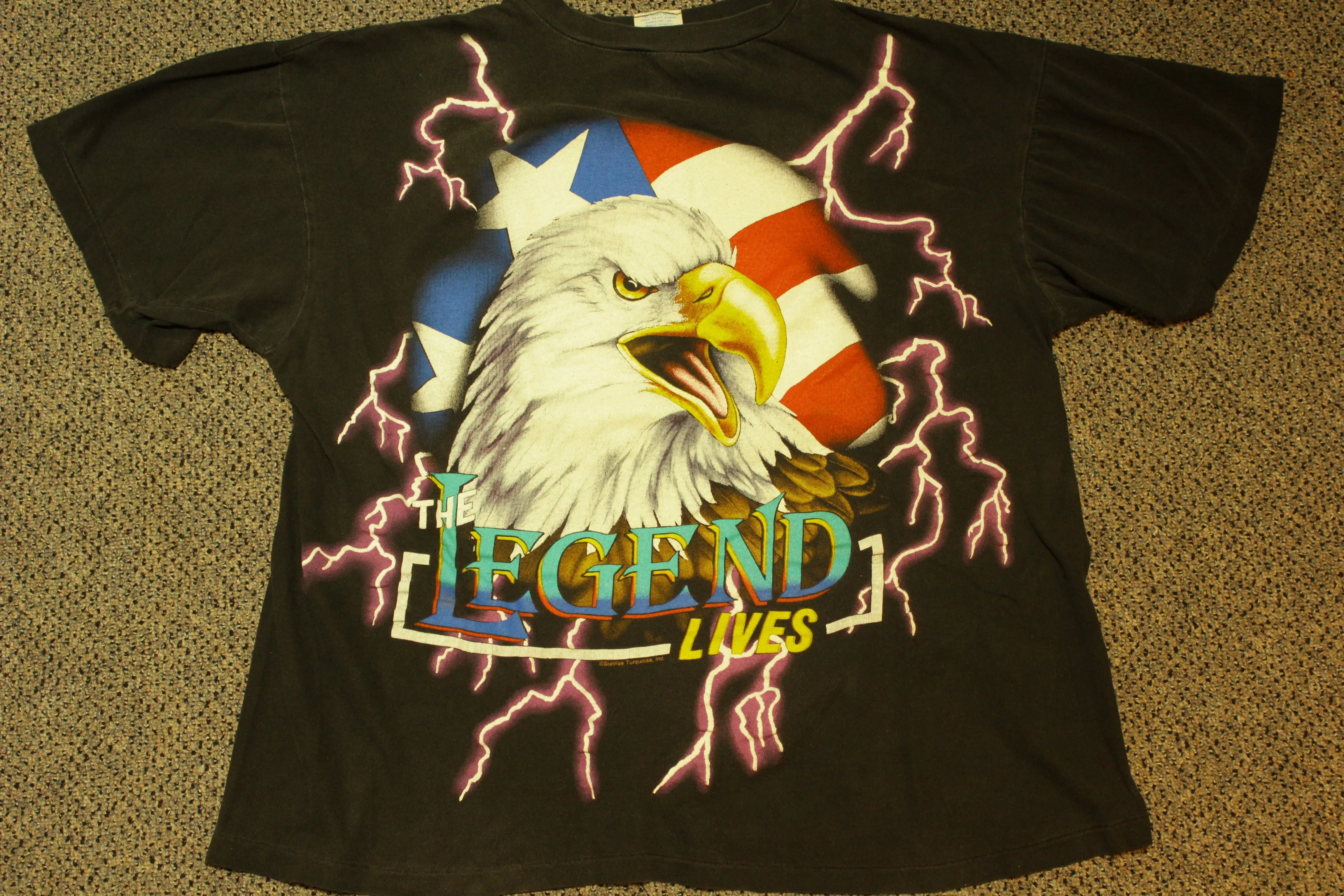 American Thunder Vtg 90s The Legend Lives Kanye West Travis Scott Lightning T-Shirt