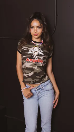 Angelic - Bobby Jack Ringer Top (Front   Back Print) - Camo