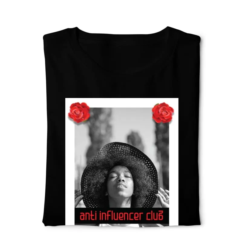 Anti Influencer club Girls- Digital Graphics Basic T-shirt Black