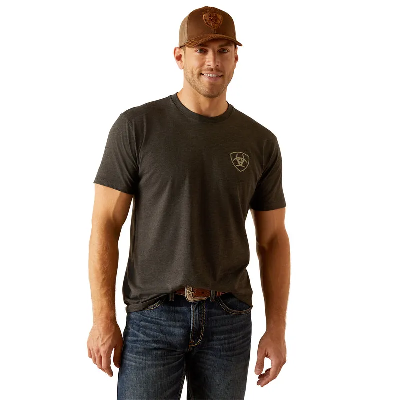 'Ariat' Men's Ariat Rider Label T-Shirt - Charcoal Heather