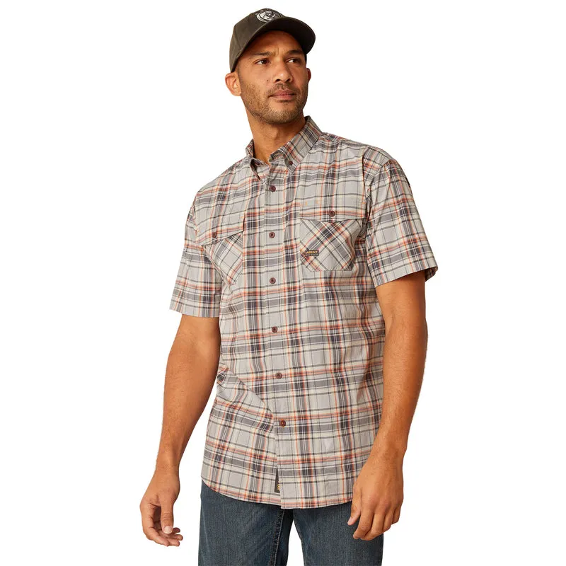 'Ariat' Men's Rebar 'Made Tough' DuraStretch Button Down - Alloy Plaid