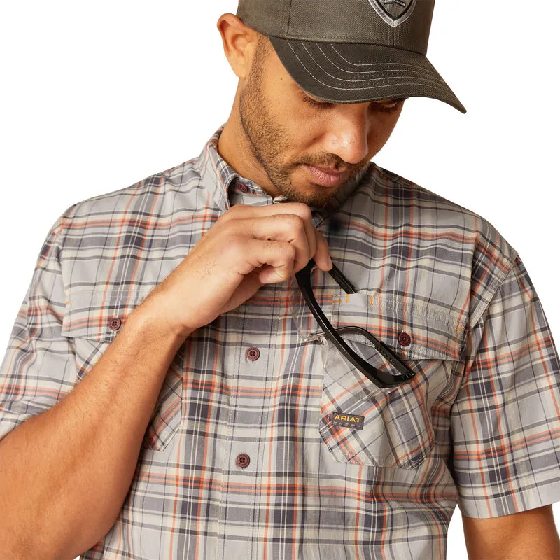 'Ariat' Men's Rebar 'Made Tough' DuraStretch Button Down - Alloy Plaid