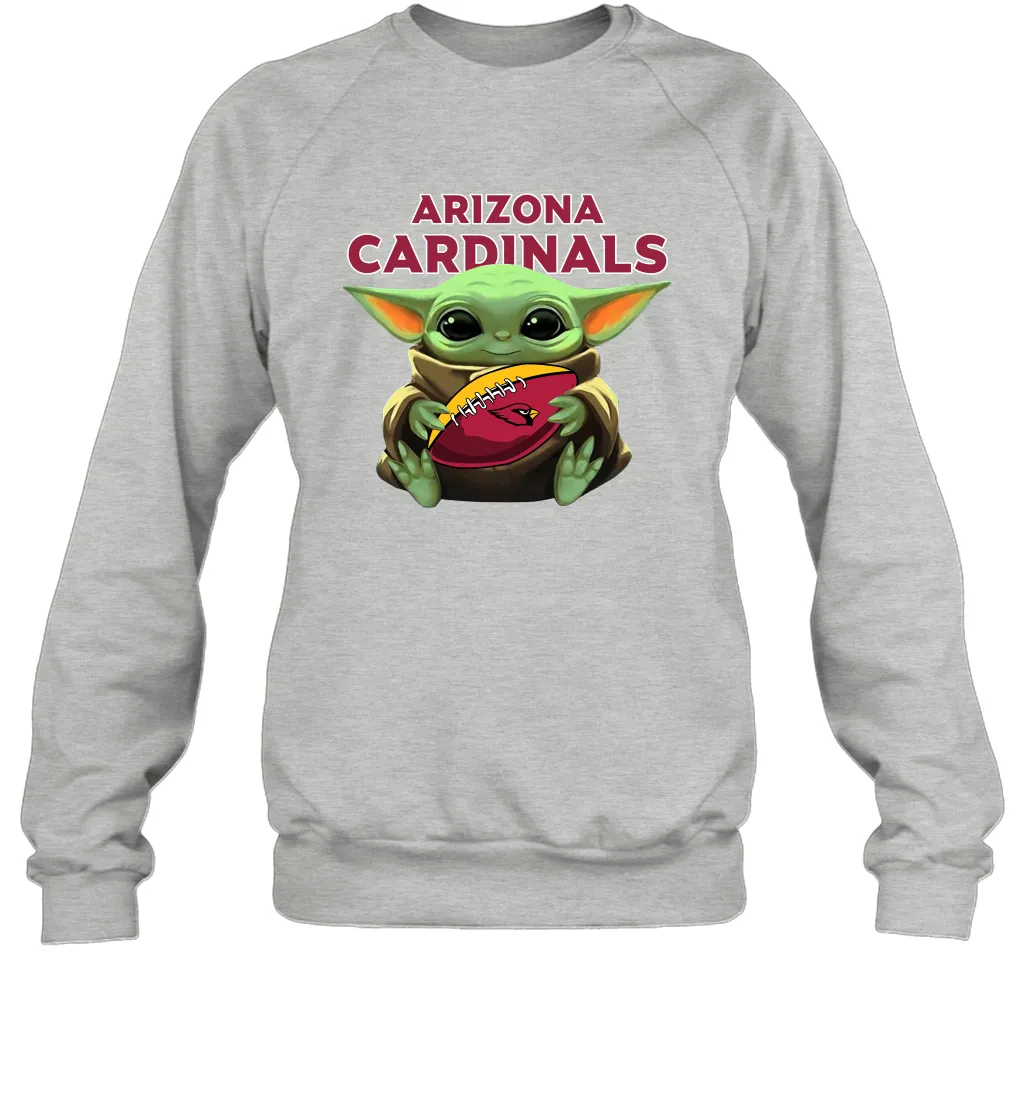 Baby Yoda Loves The Arizona Cardinals Star Wars Baby Yoda Hugs Cardinals NFL Adult Sweatshirt