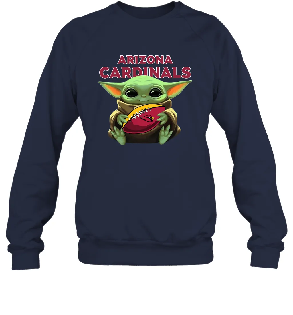 Baby Yoda Loves The Arizona Cardinals Star Wars Baby Yoda Hugs Cardinals NFL Adult Sweatshirt