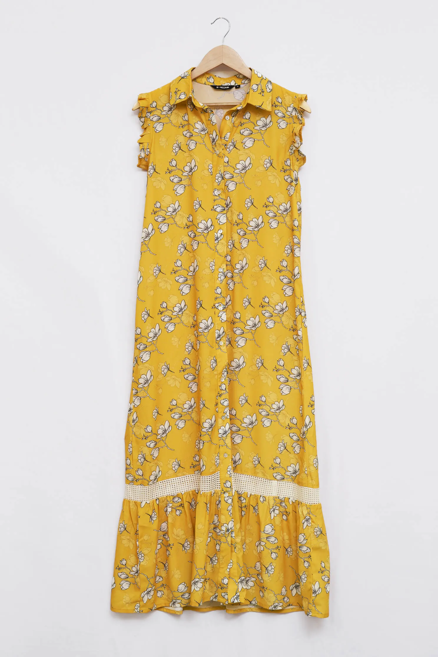 Barbarella Floral Lace Detail Maxi Dress