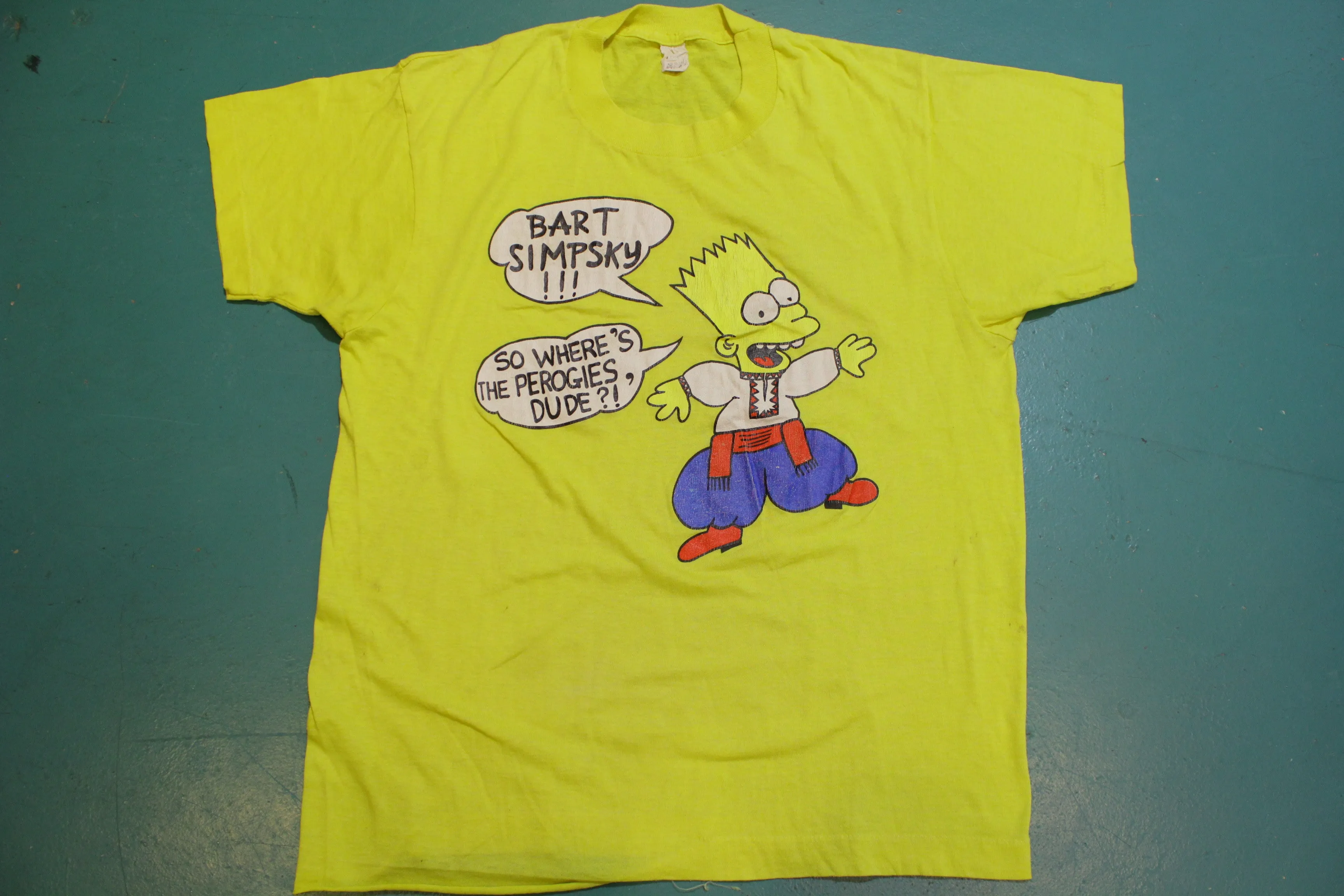 Bart Simpson Simpsky Where's The Perogies Dude Vintage Screen Stars Single Stitch Shirt