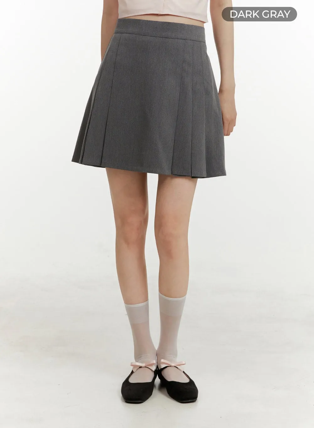 Basic High-Waisted Pleated Mini Skirt OY409