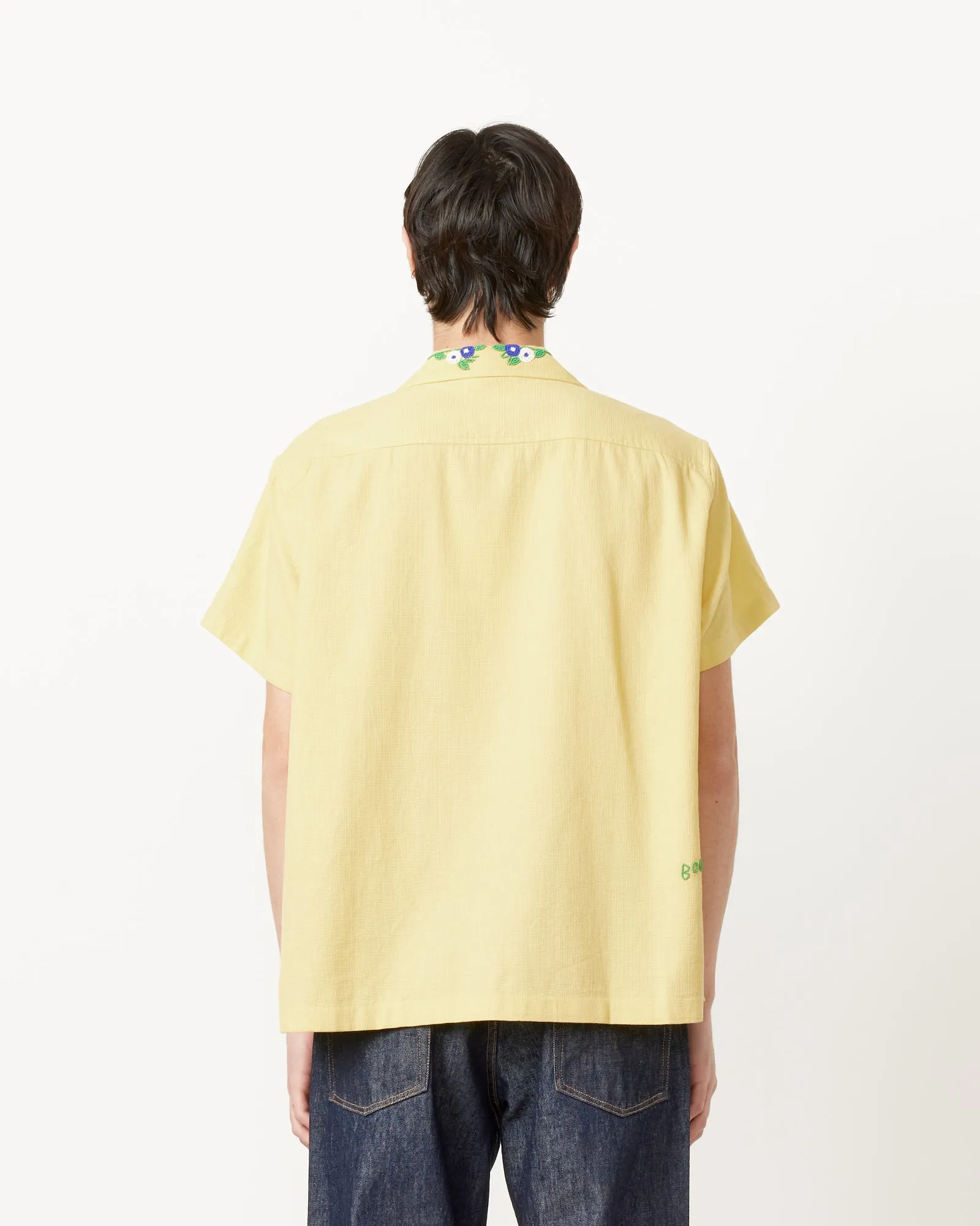 Beaded Chicory Short Sleeve Shirt in Yellow