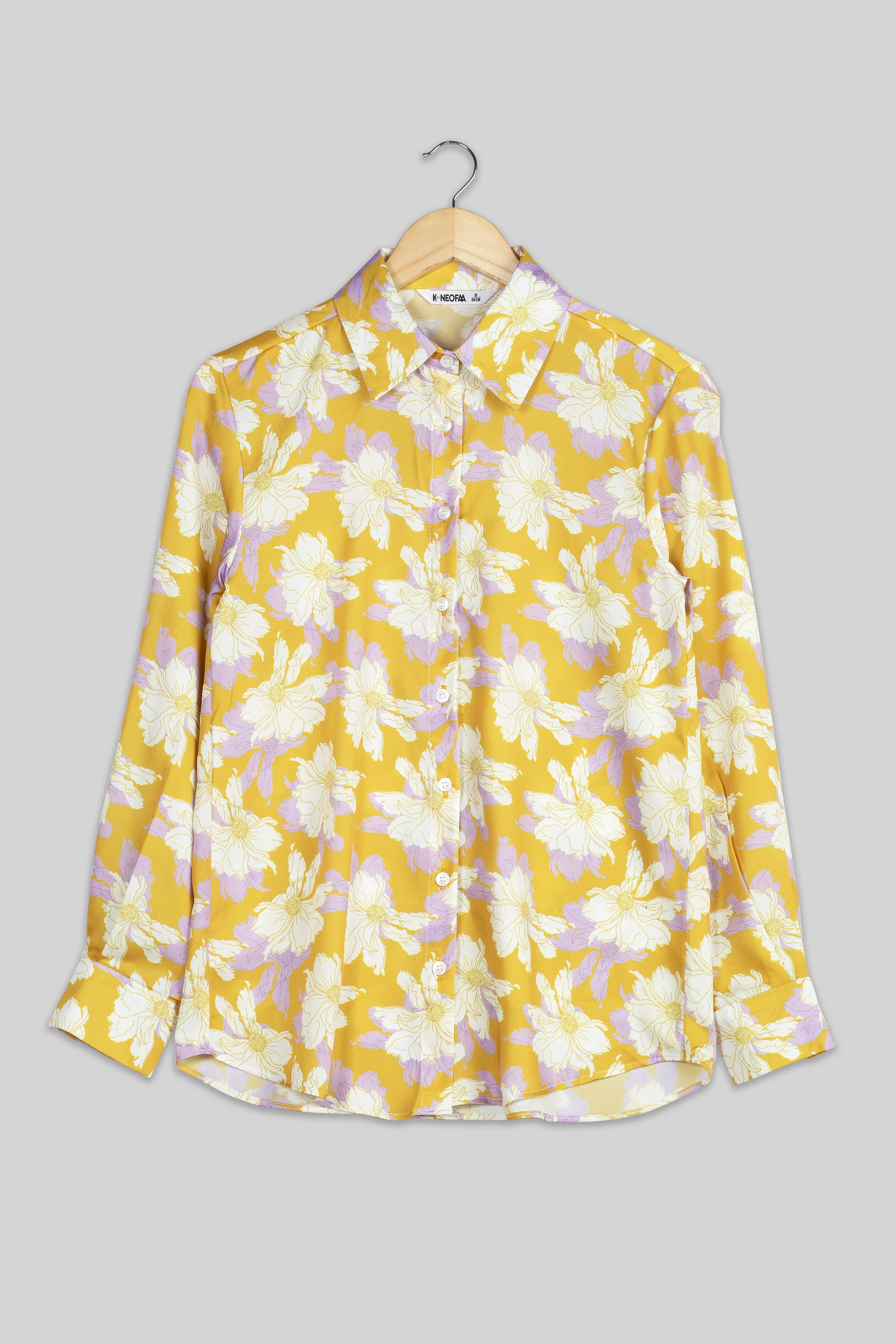 Beautiful Yellow Floral Shirt For Women