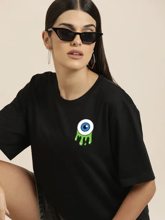 Black Eye Oversized Women's Printed T-Shirt