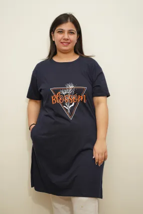 Blossom Blue Women Cotton T-Shirt