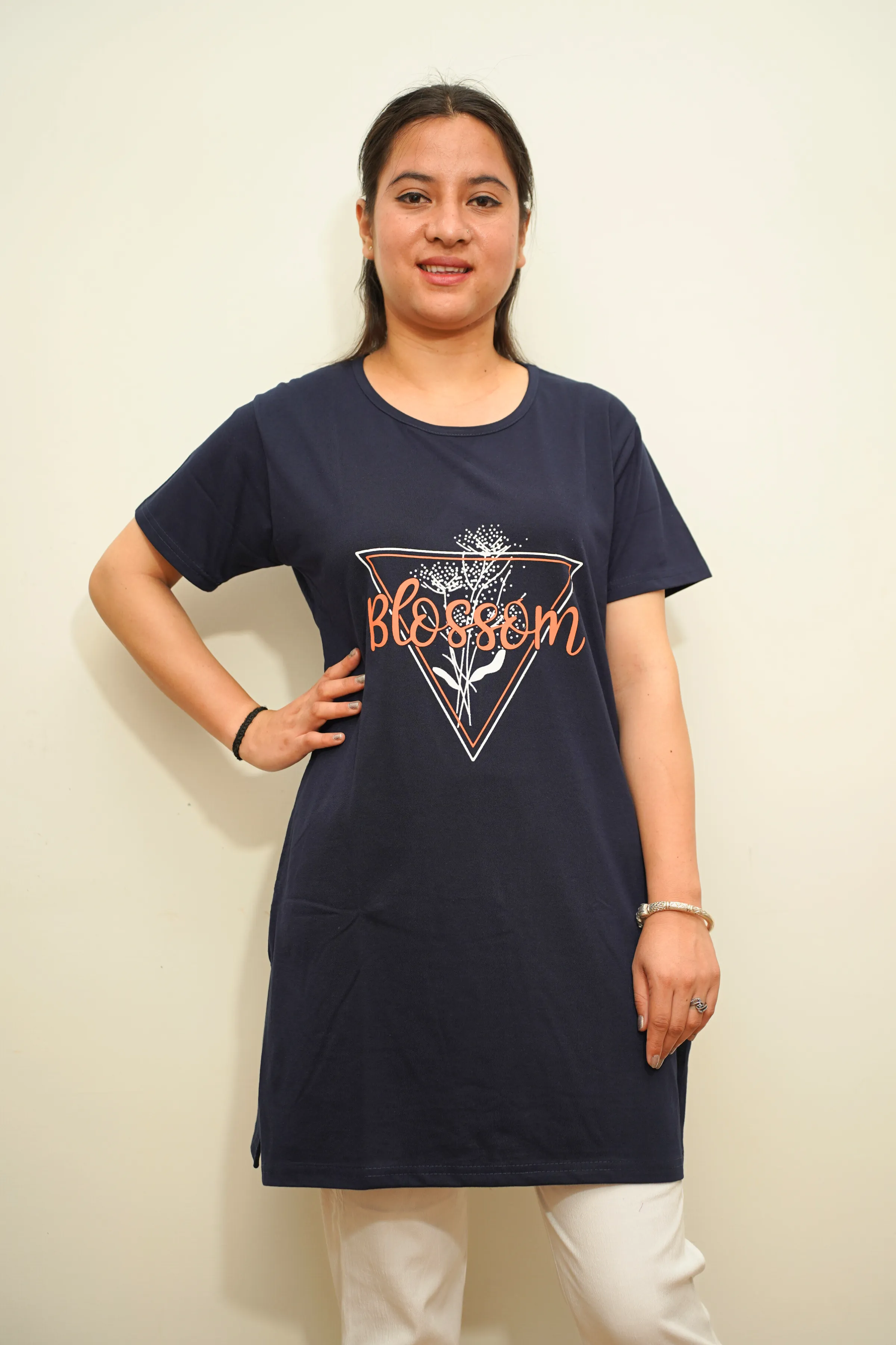 Blossom Blue Women Cotton T-Shirt