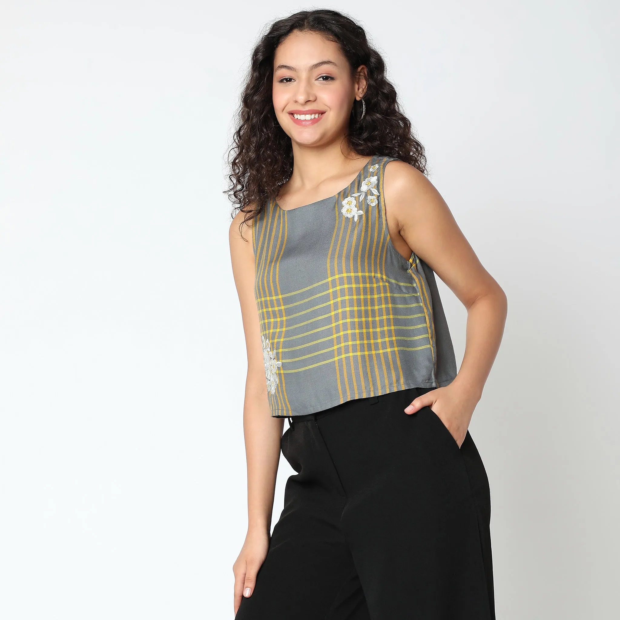 Boxy Fit Checkered Top