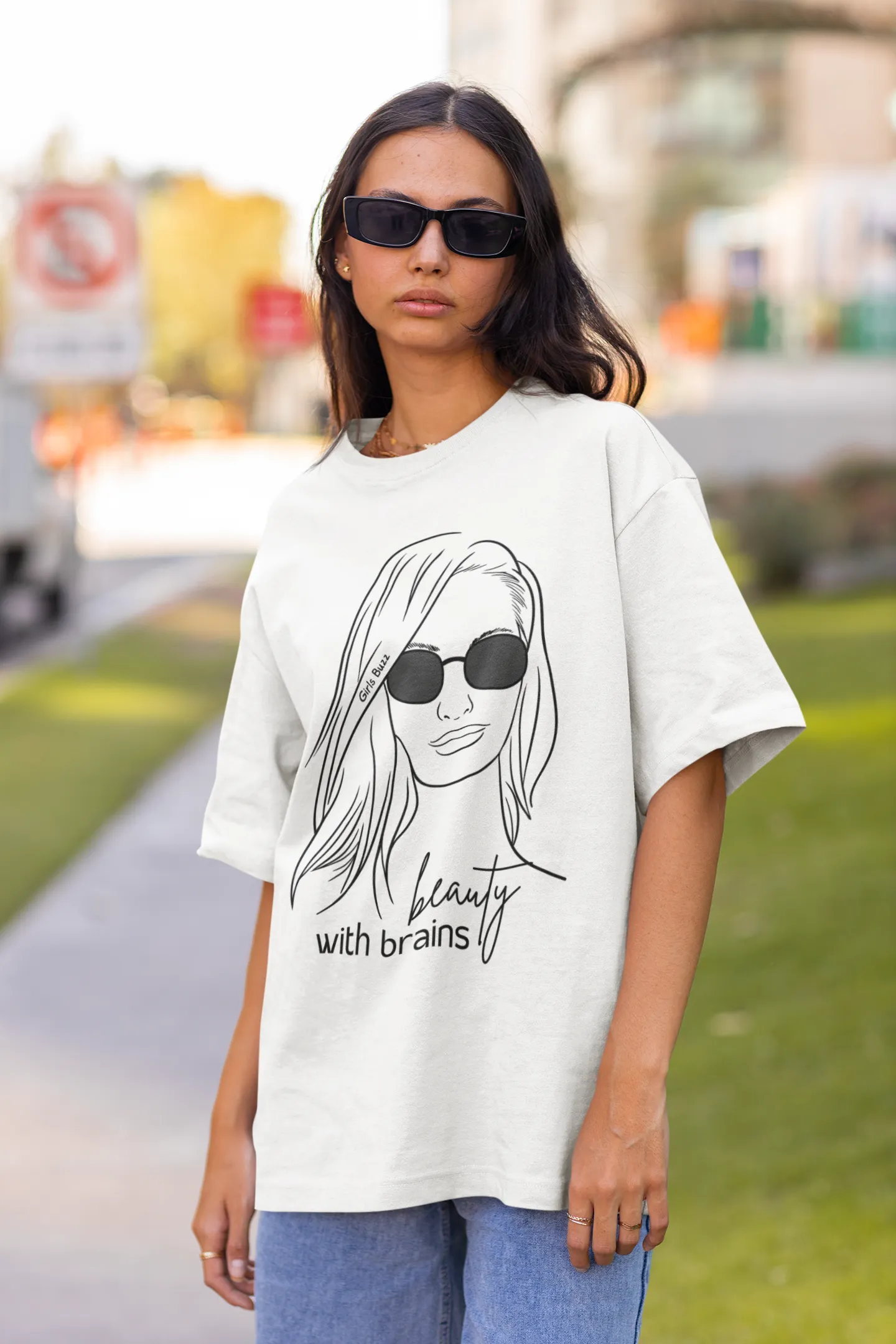 Boyfriend Fit White Women Cotton Tshirt - Beauty With Brains