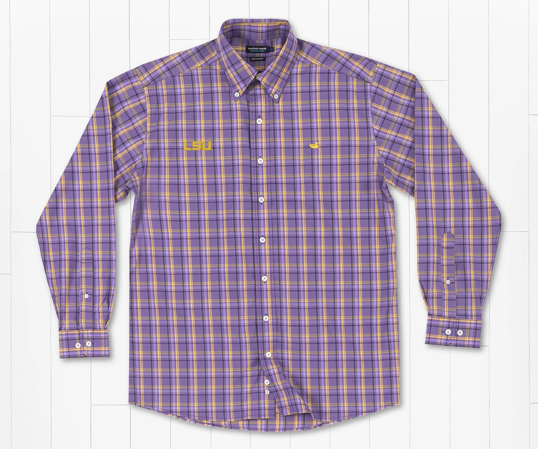 Bristol Performance Plaid Dress Shirt - LSU