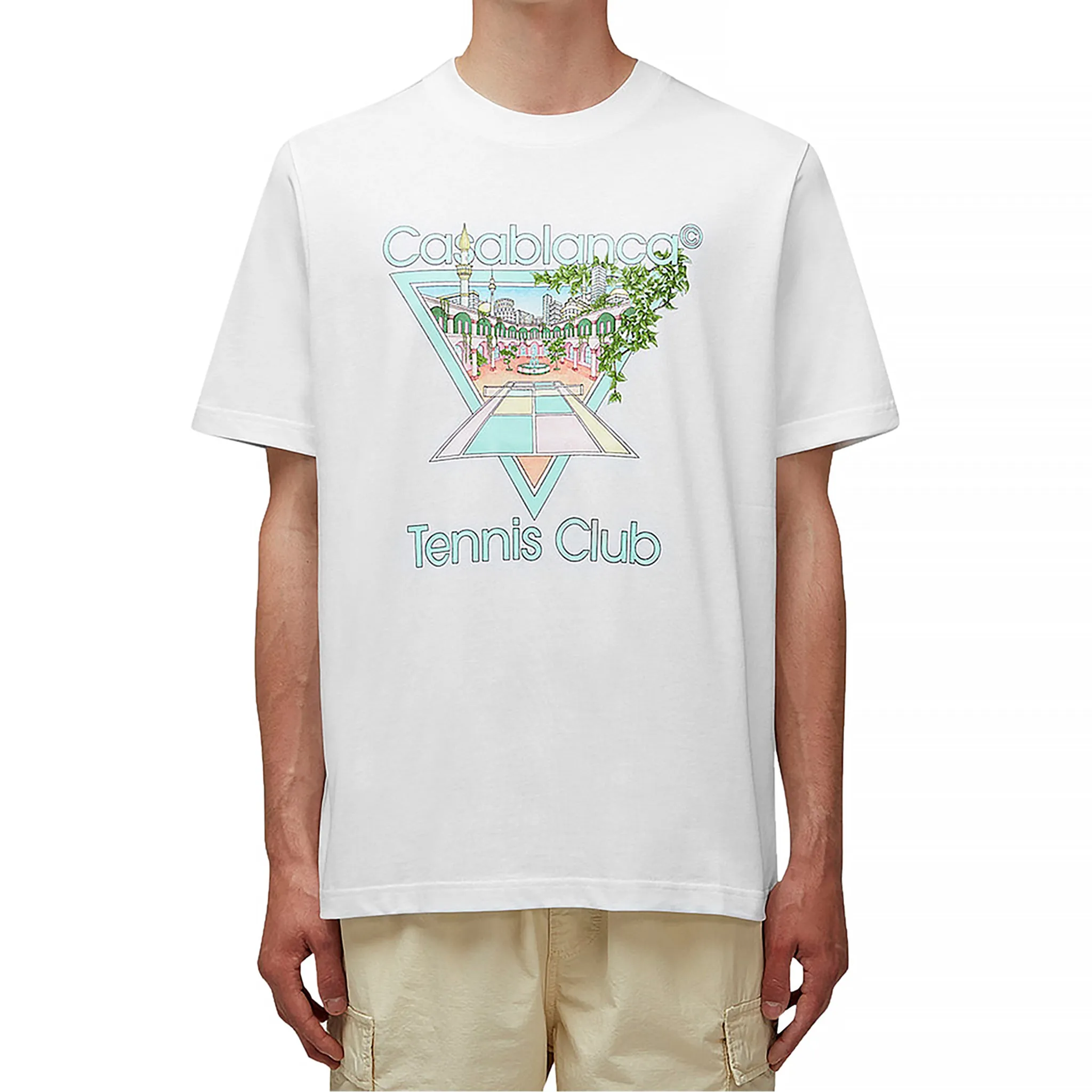 Casablanca Tennis Club Printed T Shirt White Pastelle