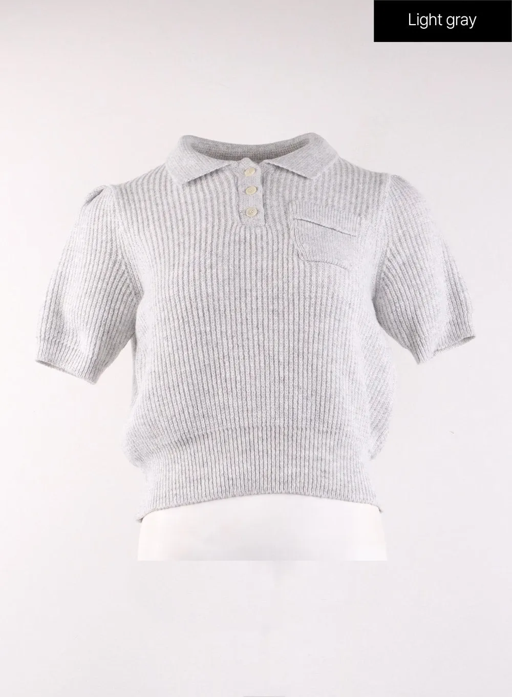 Collar Short Sleeve Knit Sweater OF406