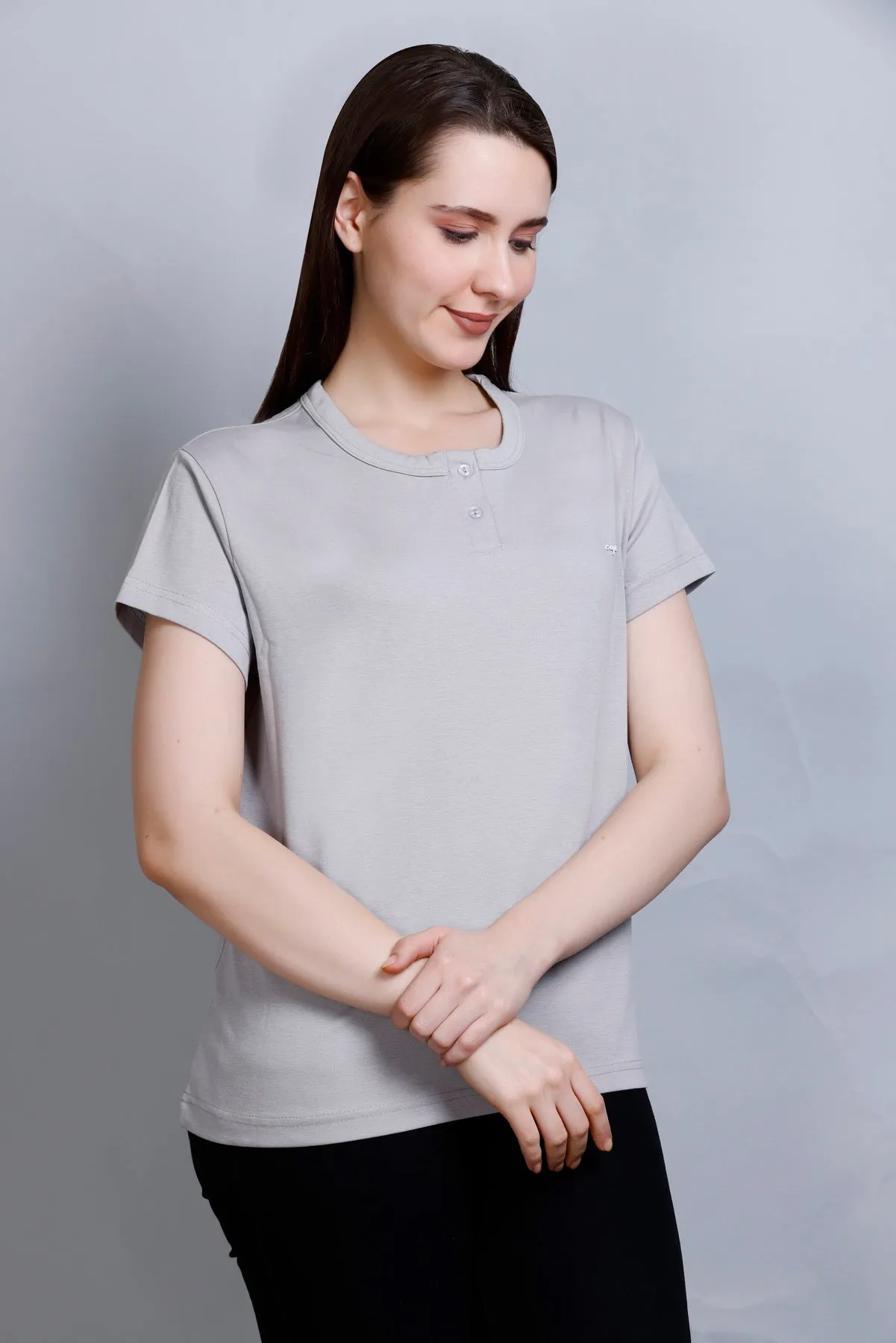 Cotton Casual T-shirts For Summers- Mid Grey (Available  In Plus Sizes)