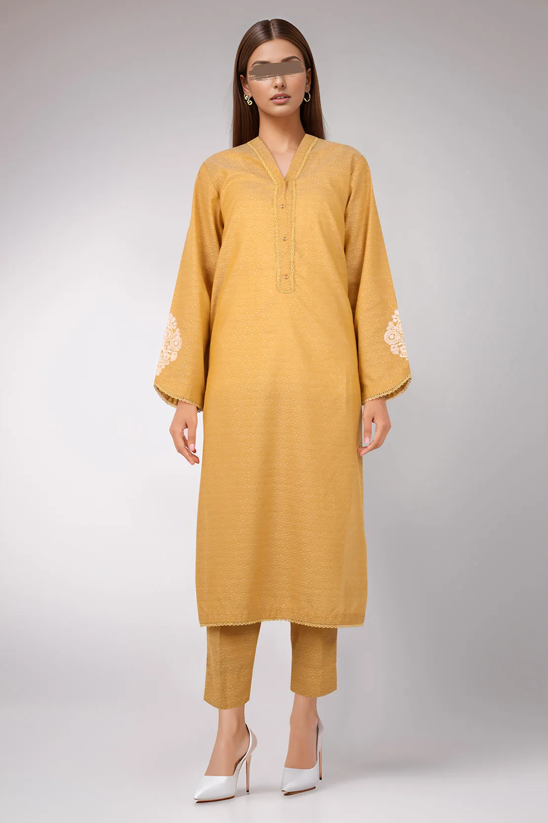 Cotton Jacquard Embroidered Stitched 2 Piece (Shirt/Trouser)