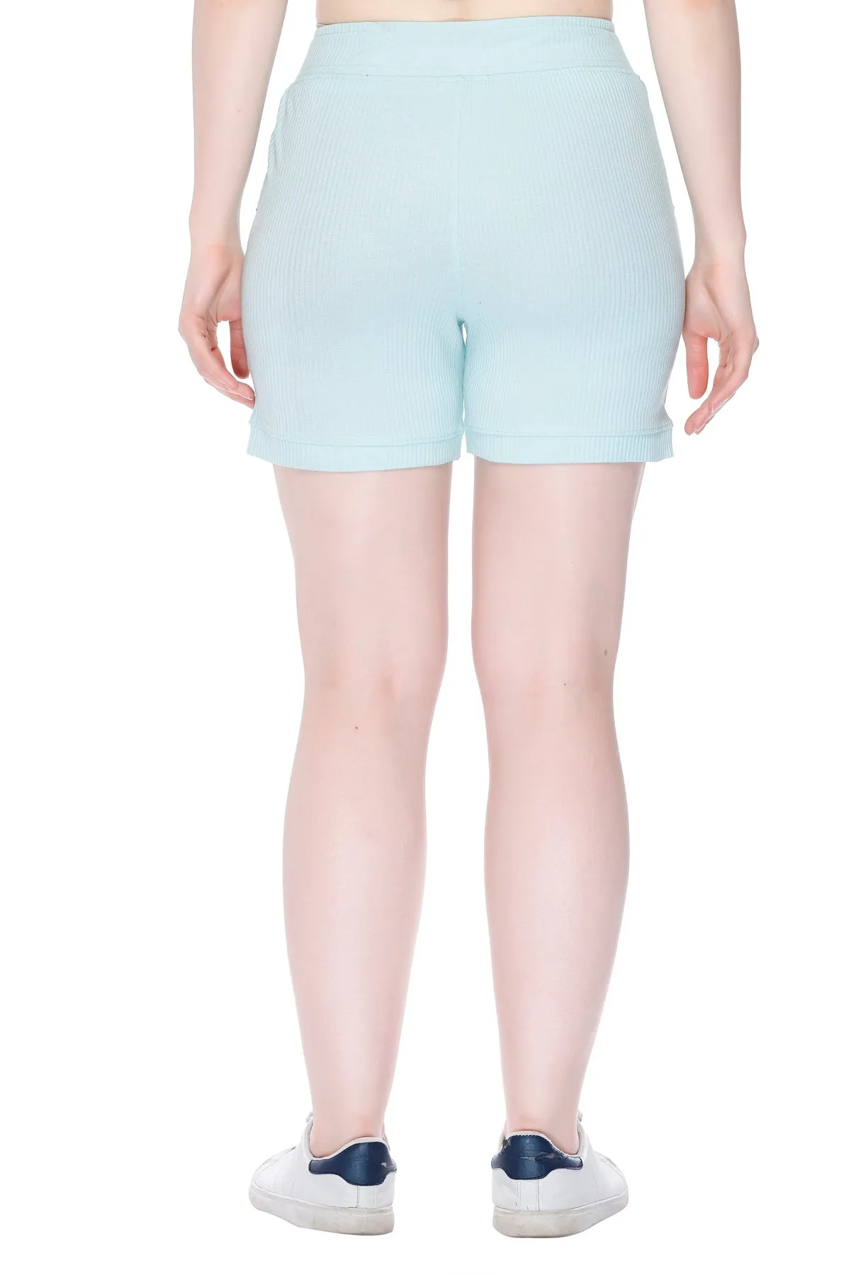 Cotton Shorts For Women - Plain Bermuda Combo (Black & Mint)