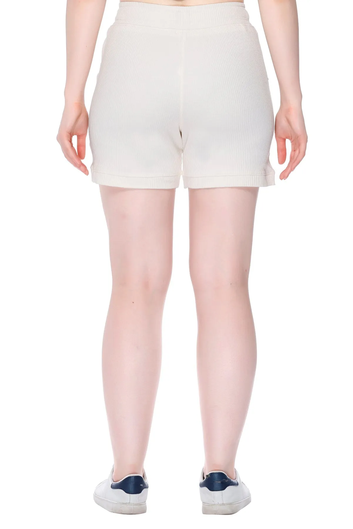 Cotton Shorts For Women - Plain Bermuda Combo (White/Tangy Orange)