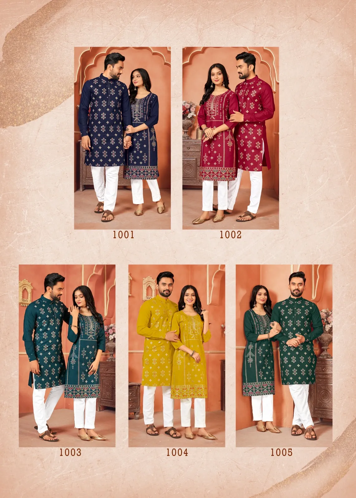 Couple Wear Cotton Traditional Wedding Same Matching Outfits Set