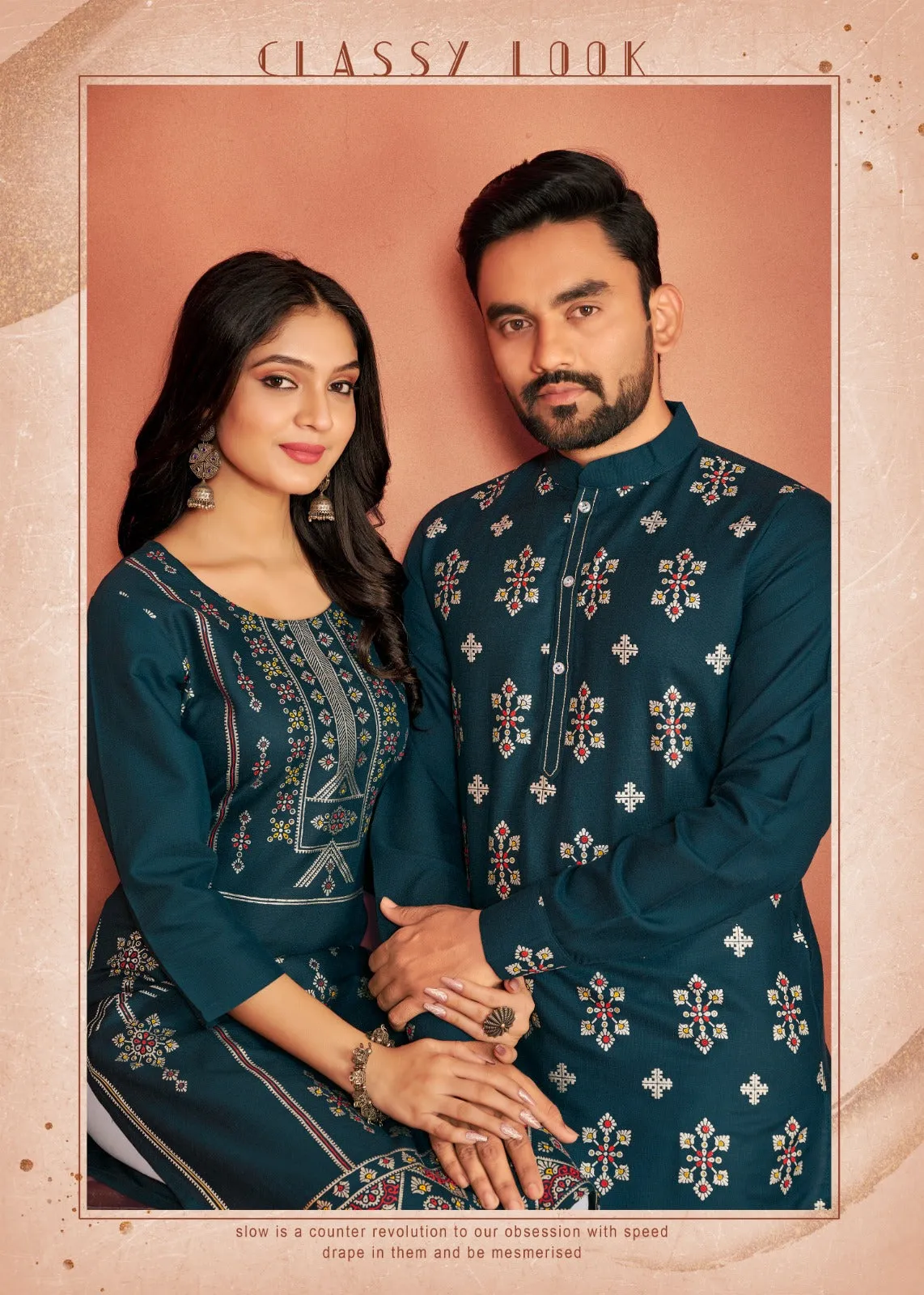 Couple Wear Cotton Traditional Wedding Same Matching Outfits Set