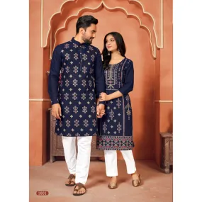 Couple Wear Cotton Traditional Wedding Same Matching Outfits Set