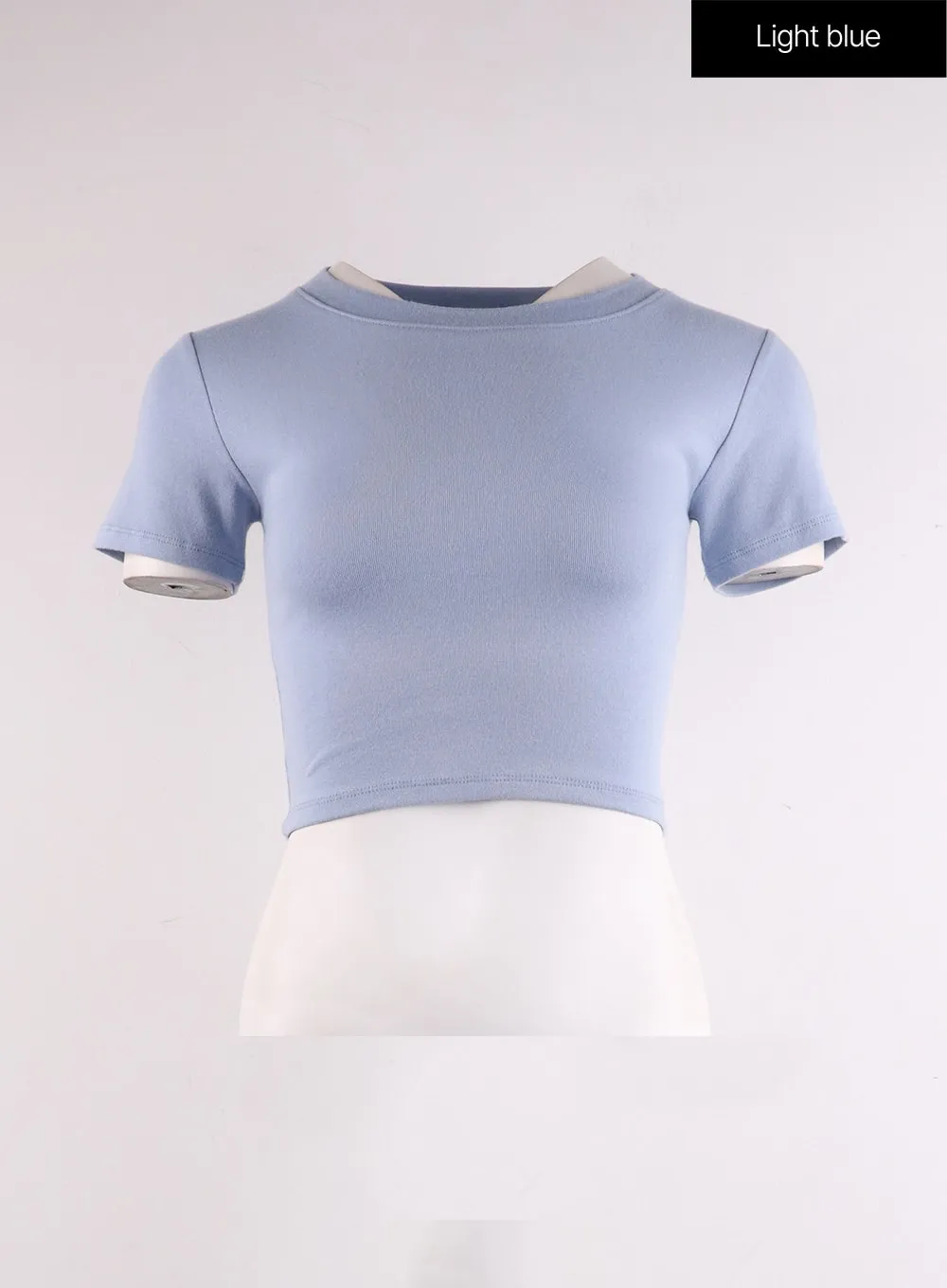 Crew Neck Slim Crop Top IF402