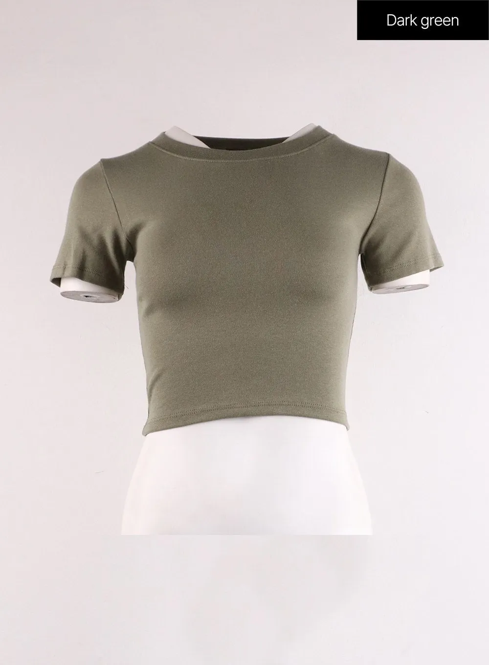 Crew Neck Slim Crop Top IF402