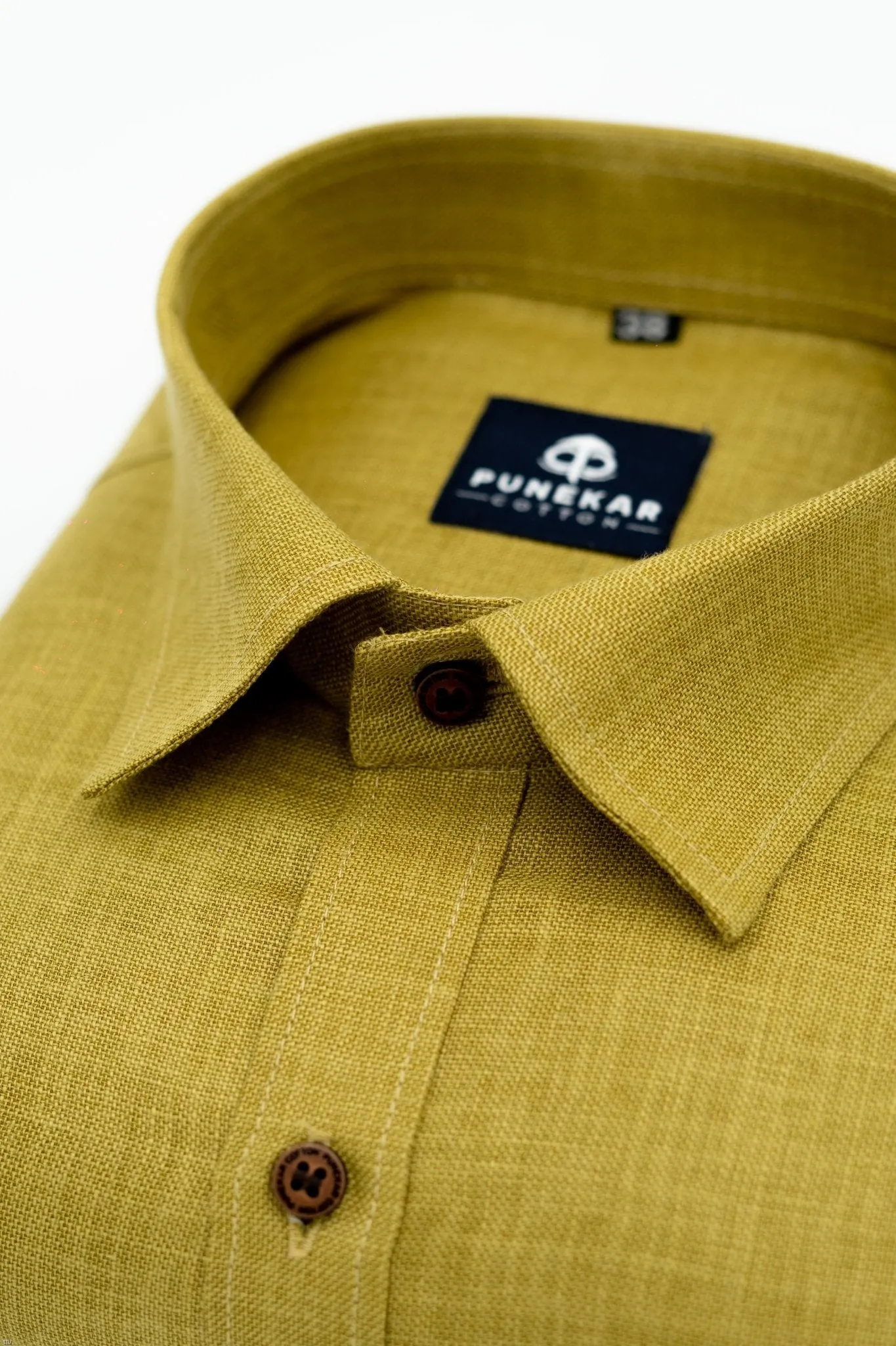 Dark Yellow Color Blended Linen Shirt For Men's