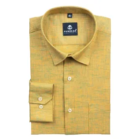 Dark Yellow Color Poly Cotton Shirt For Men