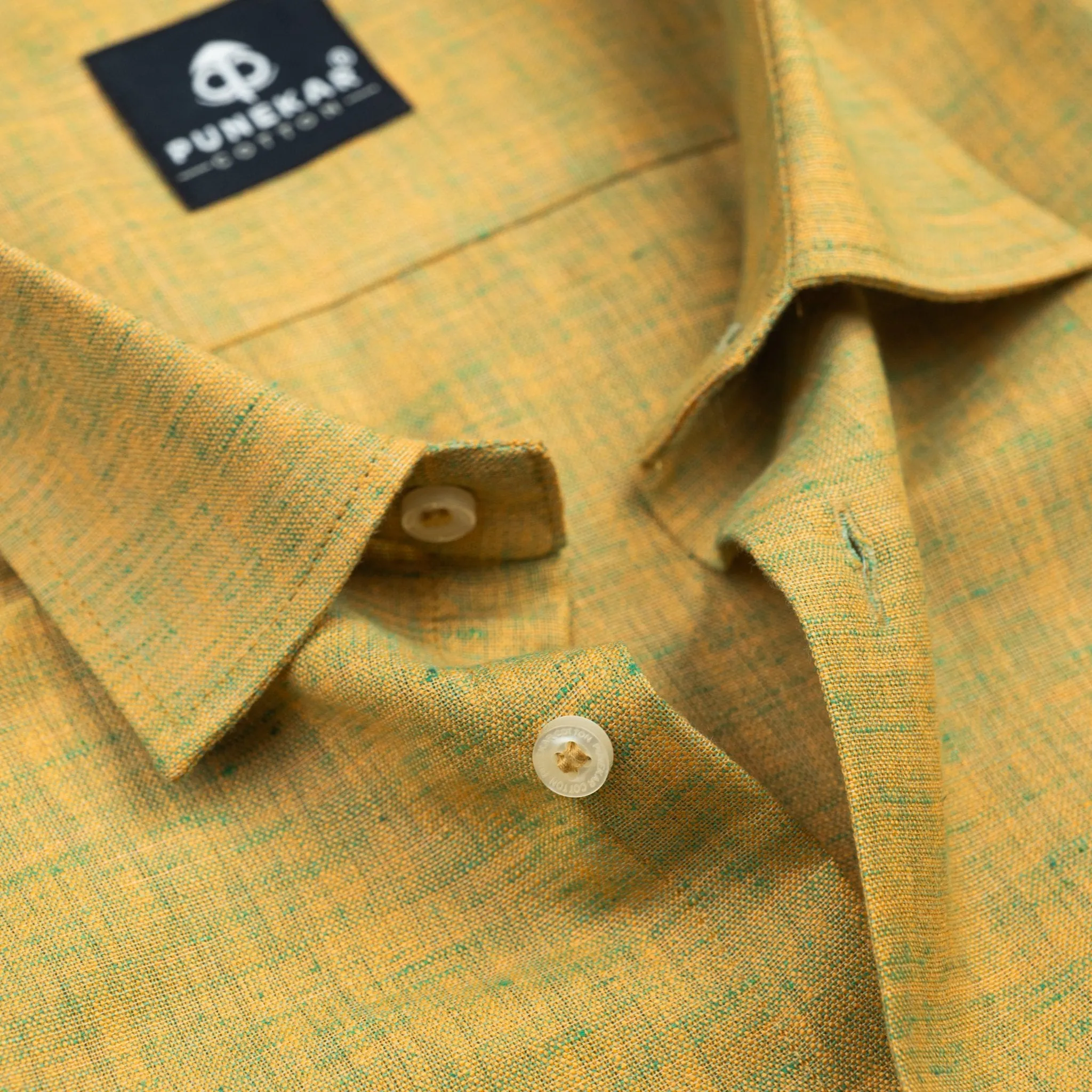 Dark Yellow Color Poly Cotton Shirt For Men