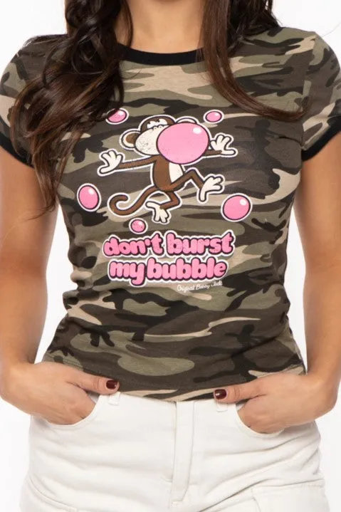 Don't Burst My Bubble - Bobby Jack Ringer Top (Front   Back Print) - Camo