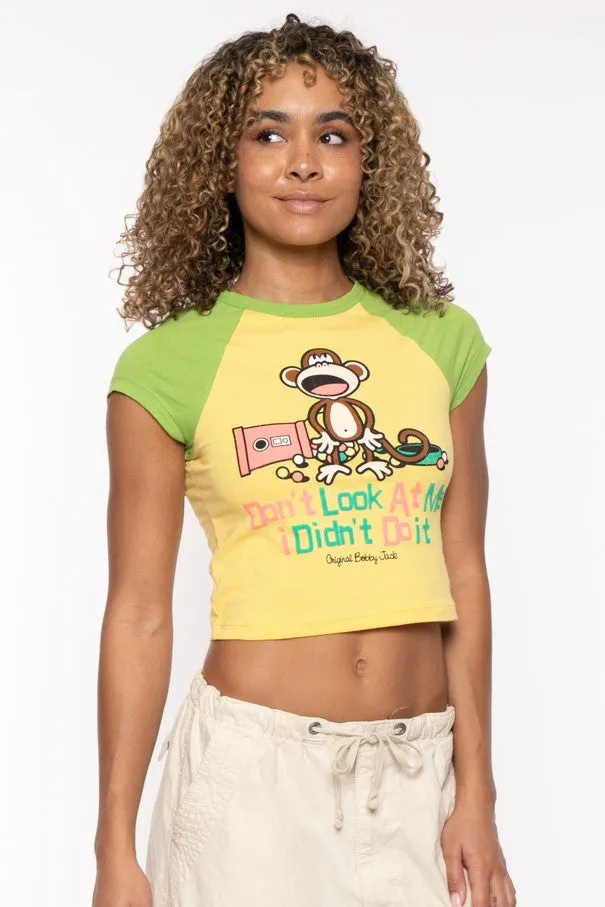 Don't Look At Me - Bobby Jack Crop Raglan Top - Yellow