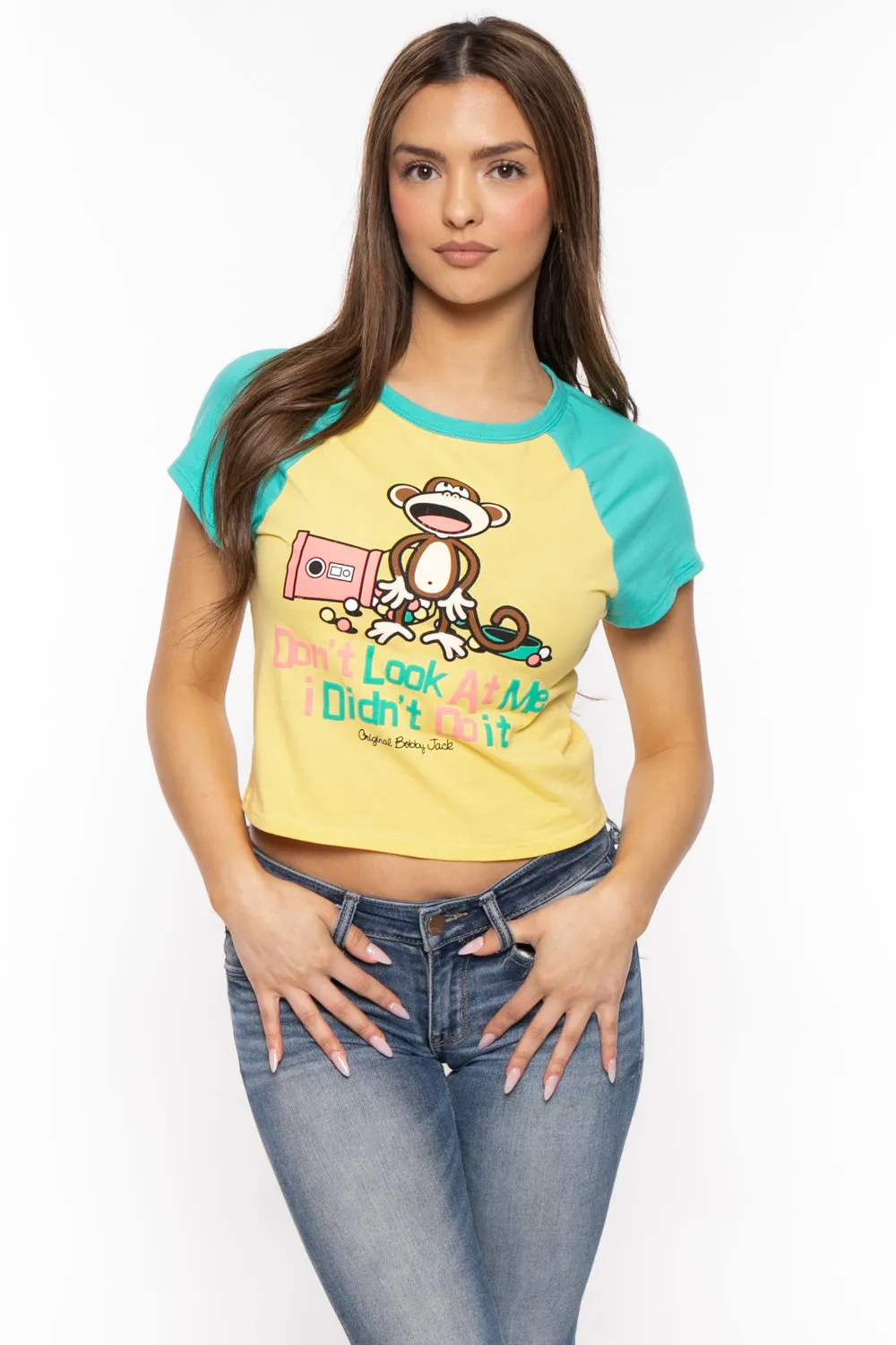 Don't Look At Me - Bobby Jack Raglan Top - Yellow