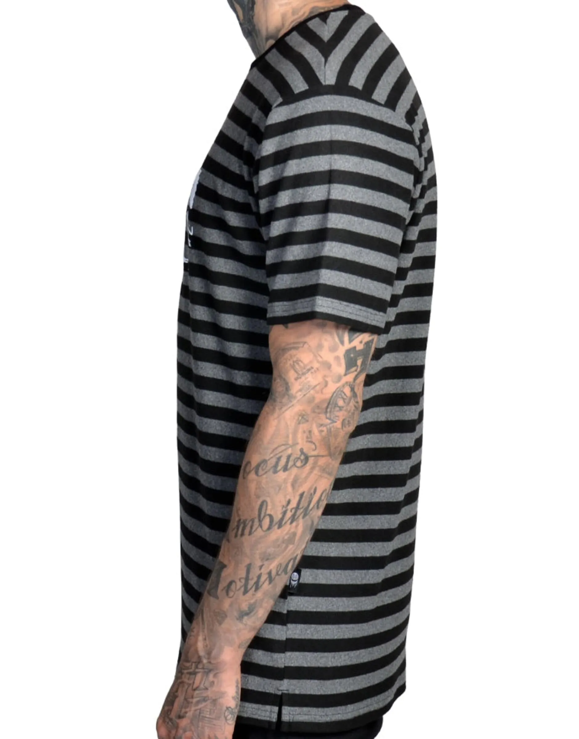 Fake News Striped Tee (Black) /D1