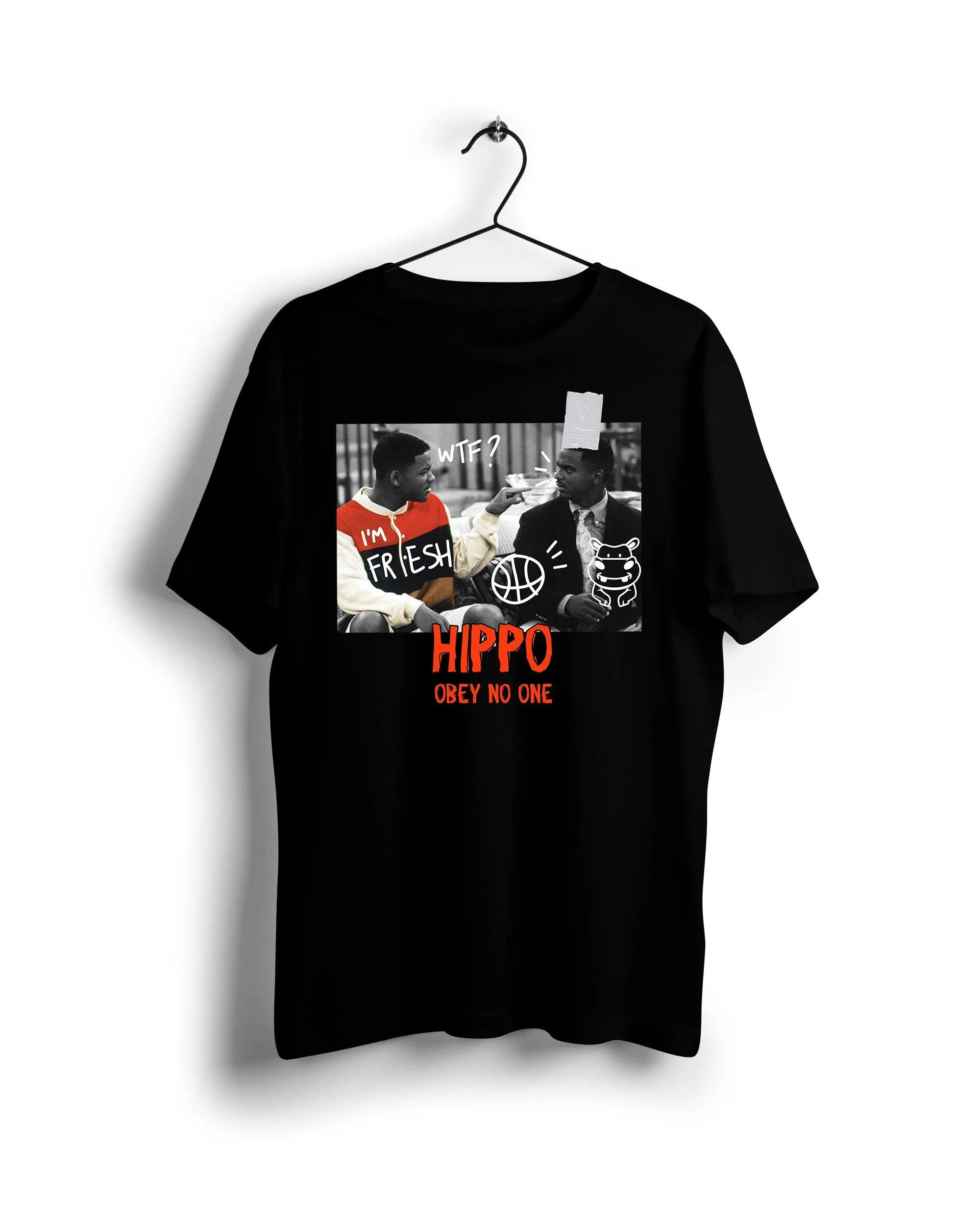 Fresh Prince Hippo Throwback - Digital Graphics Basic T-shirt Black