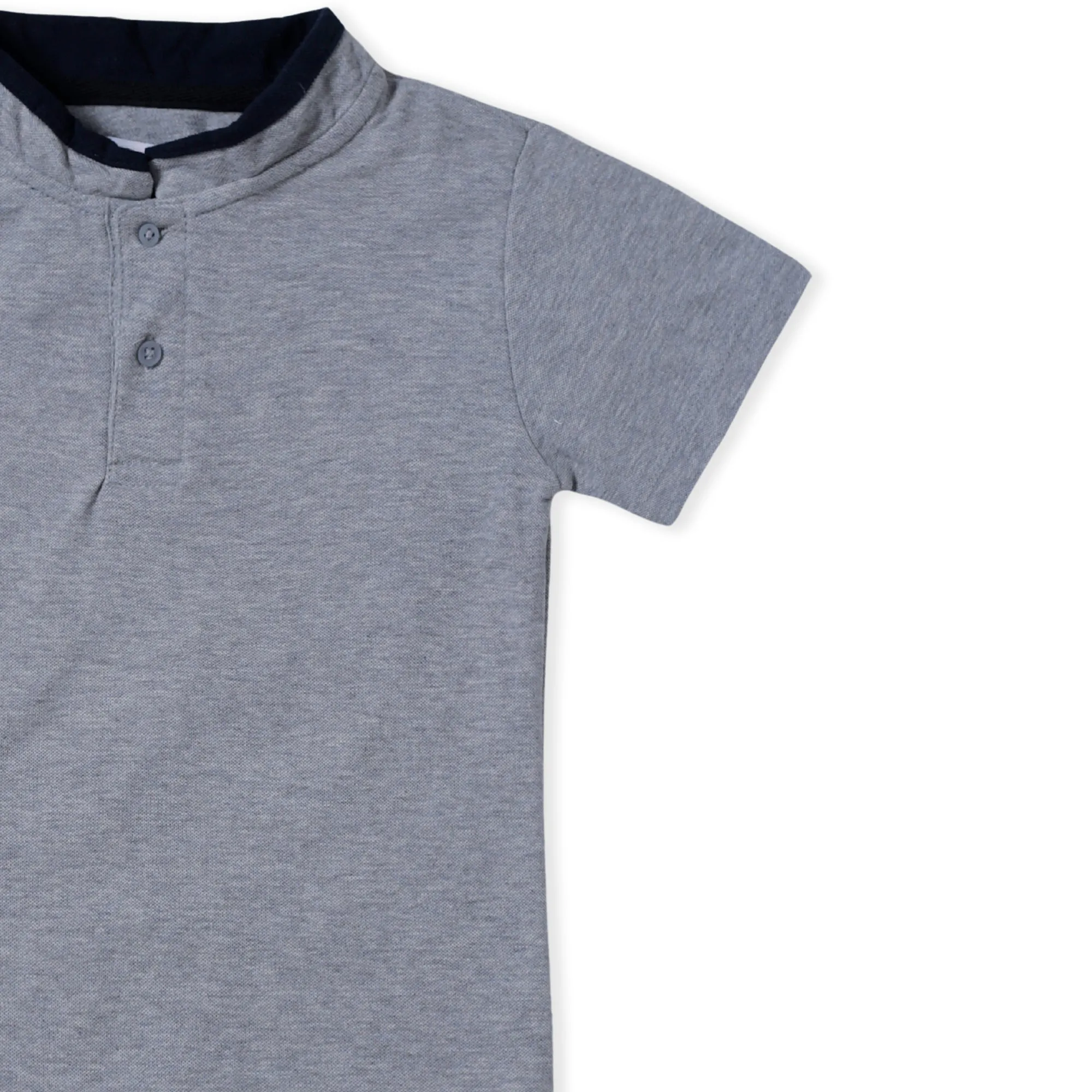 Gray Band Collar T-Shirt