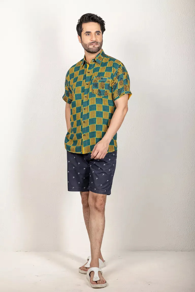 Green And Yellow Shirt - 100% Cotton