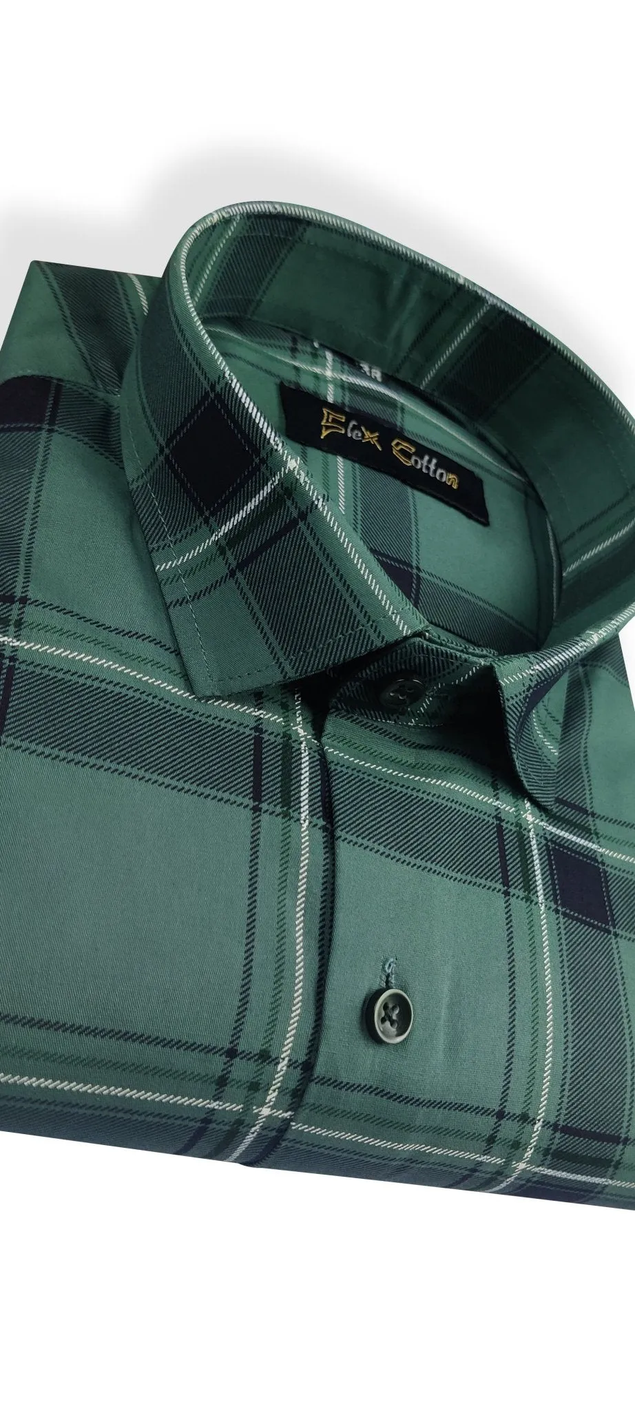 Green Color Pure Cotton Casual Checked Shirt For Men