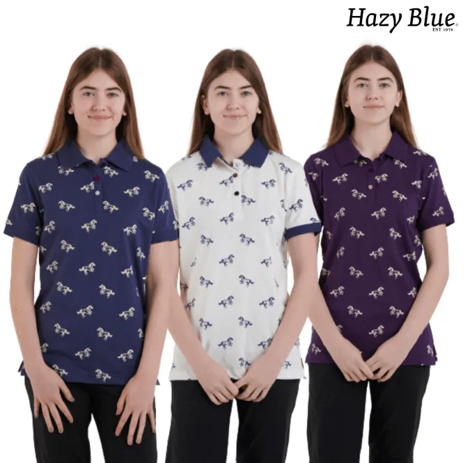 Hazy Blue Womens Cotton Short Sleeve Polo Shirt - Poppy