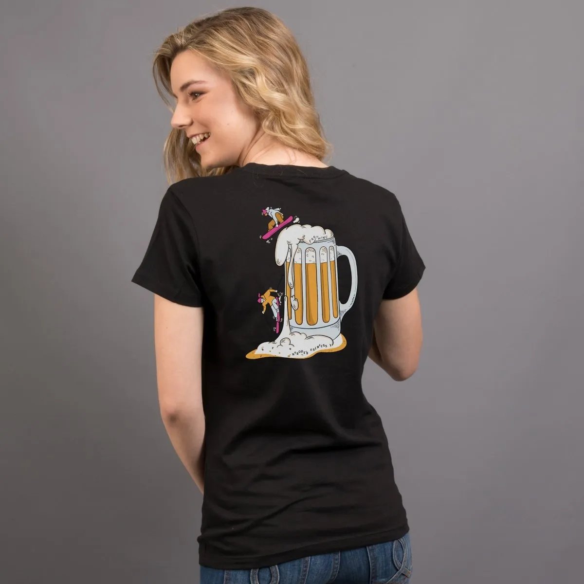 Hold My Beer Skier Tee - Black