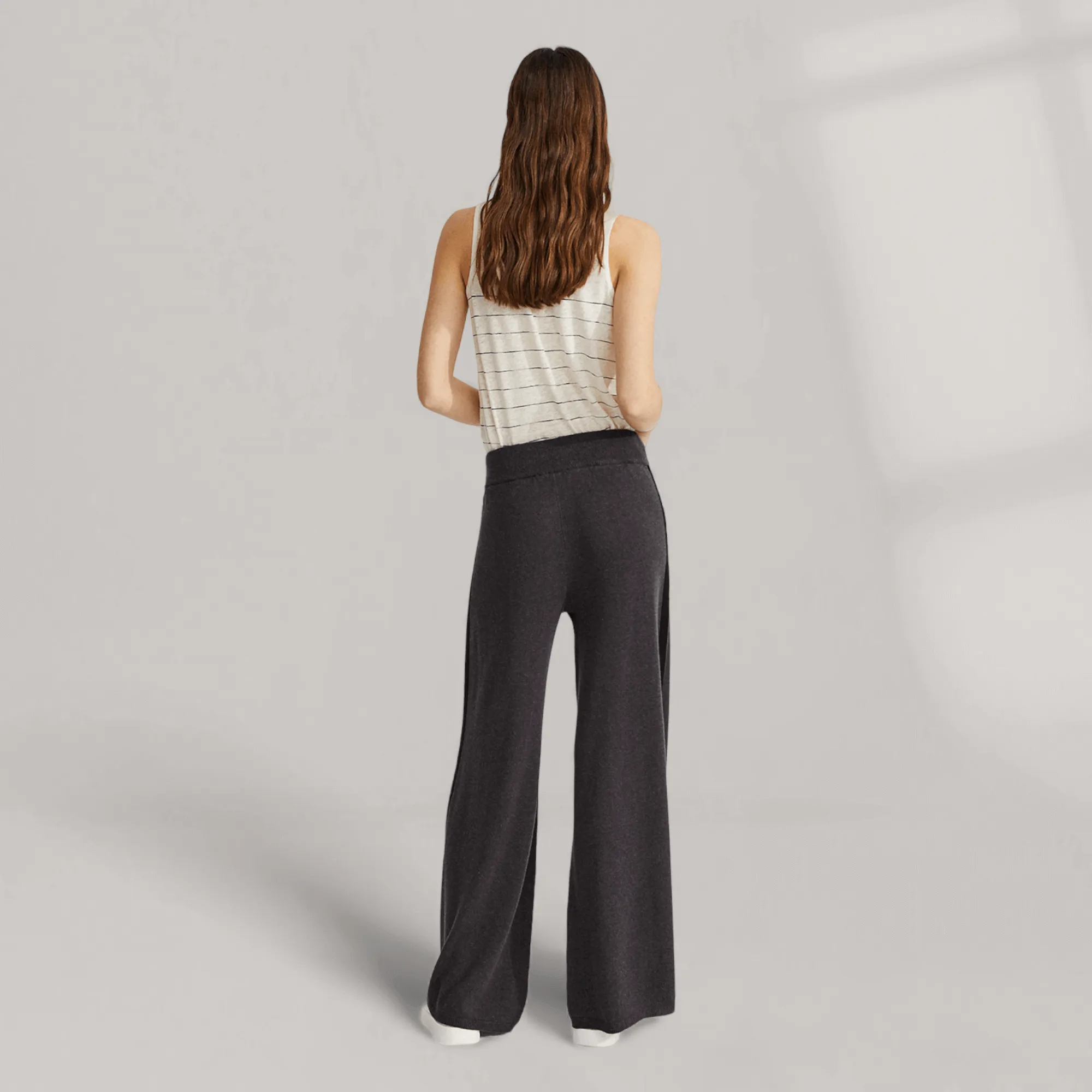 Knitted Wide-Leg Pants - Asphalt | Women's