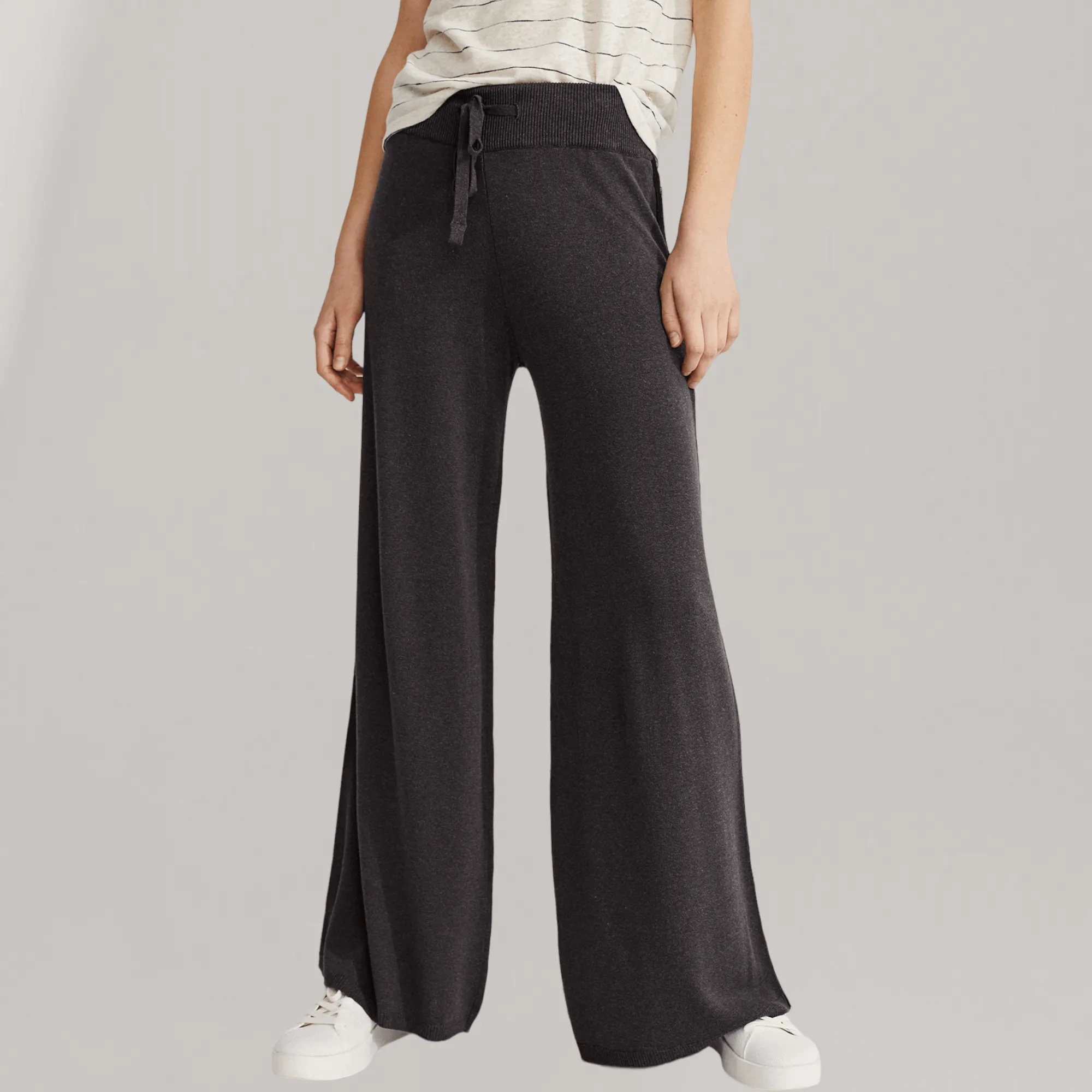 Knitted Wide-Leg Pants - Asphalt | Women's